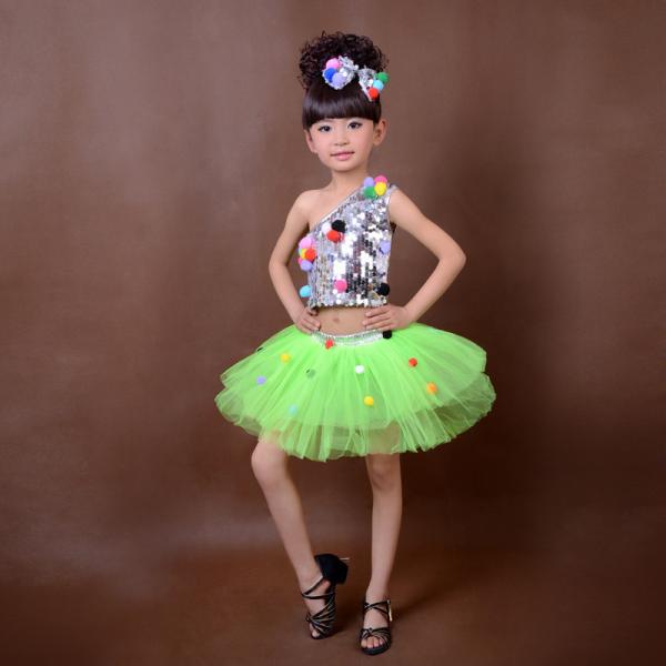 New style girl's sequins jazz performance stage dance costumes bitter fleabane gauze skirt