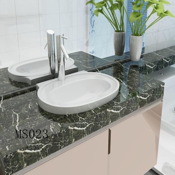 Waterproof Adhesive Wallpaper Stickers for Kitchen Countertop and Bathroom White Marble Granite Design Mildew Proof
