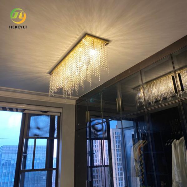 E14 Clothing Store Crystal Pendant Light Golden Metal Luxury