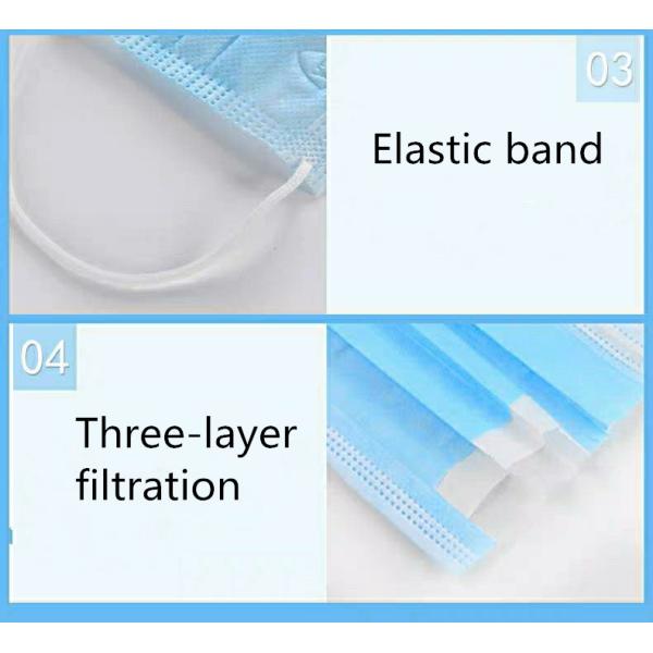 Breathable Single Use Mask 3 Ply Protective Non Woven Non Medical In Blue