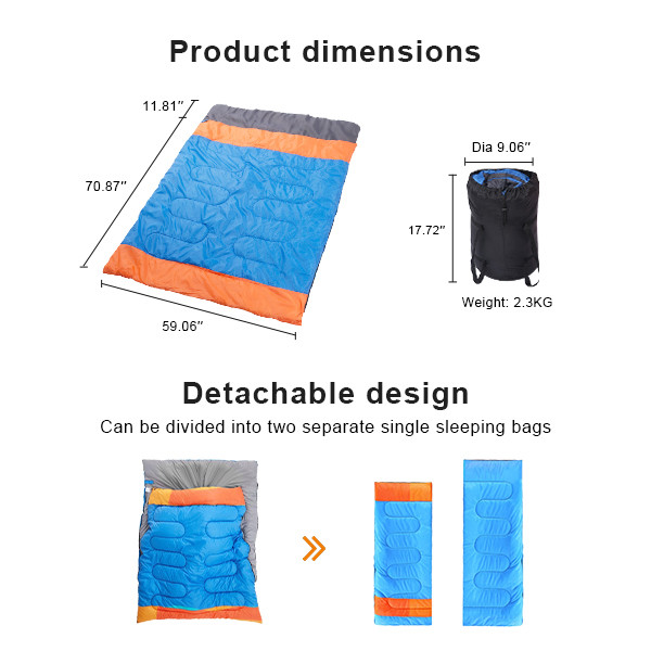 Королевский размер спальный мешок для кемпинга водонепроницаемый для 2 человек двойной спальный мешок для взрослых