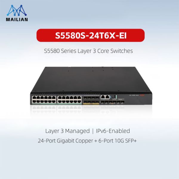 H3C S5580S-24T6X-EI Network Switch with 168Gbps Switching Capacity 125Mpps Forwarding and 10G/25G High-Speed Uplink