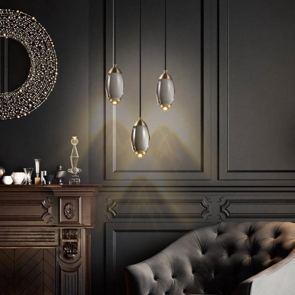 Bedroom Bedside Lamp Modern Simple Copper Light Luxury Crystal Pendant Light
