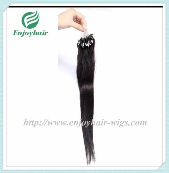 Micro ring loop hair extensions 16-26L brazilian remy hair 1B# color hair