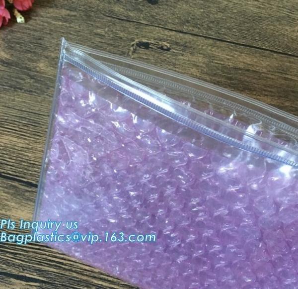 Flat bottom zip lock tin tie food packaging aluminum foil bubble bag, Air Bubble Plastic Packing Bag, Shock Proof Slider
