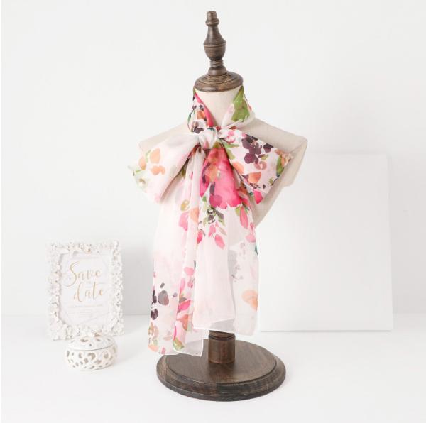 Wholesale Custom  Scarves Print Silk  Fabric Infinity Scarf for Women