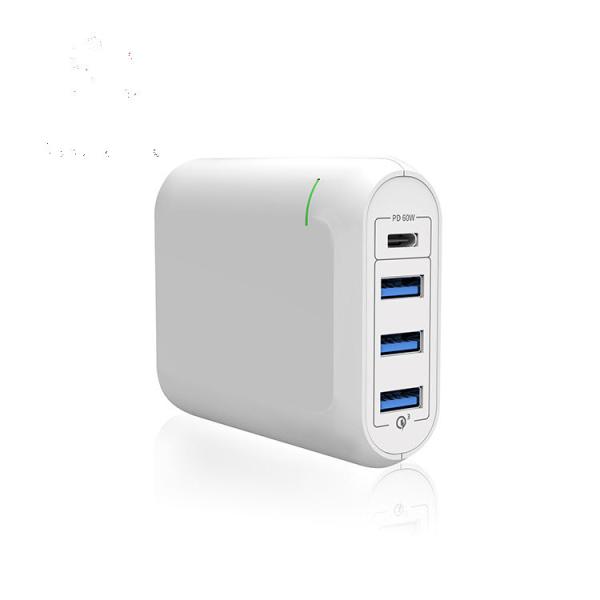 Portable Gan USB PD Charger EU Type Plug 60Hz 66W 12V 3A USB C 3.6V 3A USB A Mini Charger