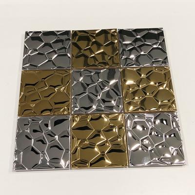 48mmx48mm Metal Mosaic Tile 304 Double Color Mirror Stamped Mosaic Stainless Steel Tiles