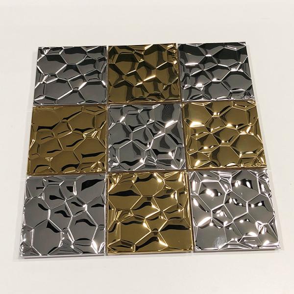 48mmx48mm Metal mosaico 304 azulejos de aço inoxidável mosaico duplo espelho estampado