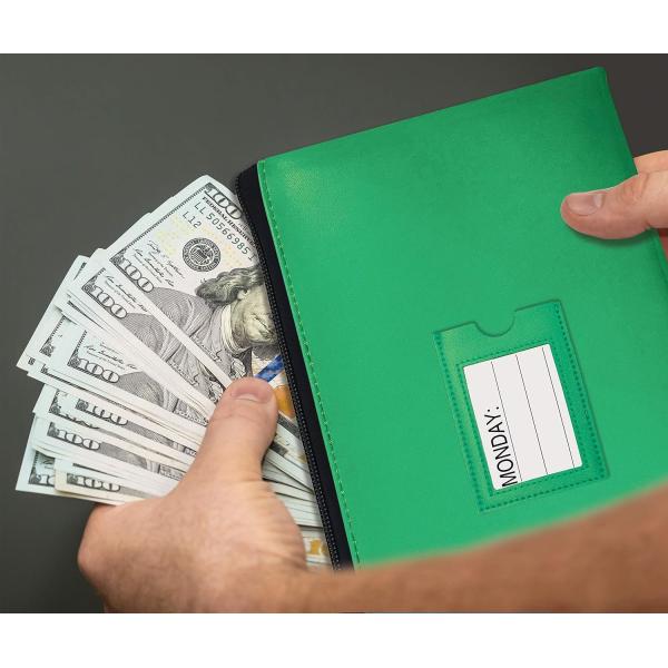 Zipper Security Bank Deposit Bag, Clear Window & 14 Insert Cards Cash Bag, Utility Pouch, Assorted 7 Colors