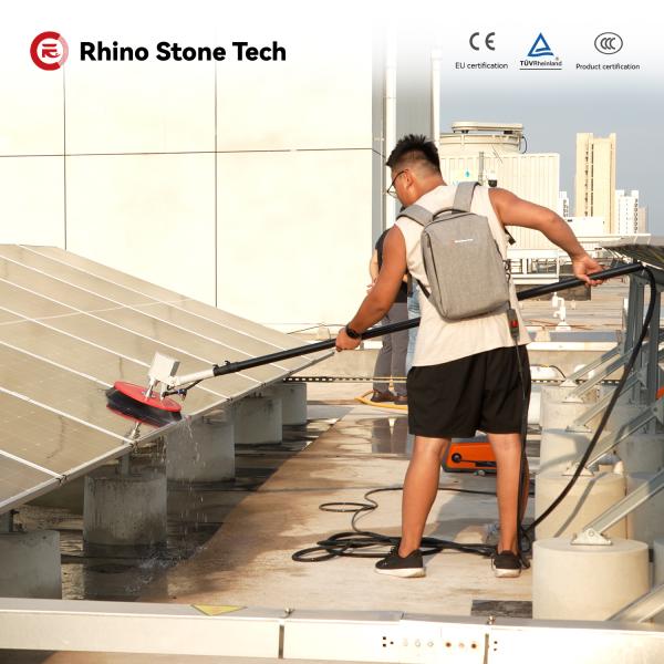 Water Fed Pole  Solar Panel Cleaning Brush 360R/Min Dry Wet Solar Power Cleaning Service