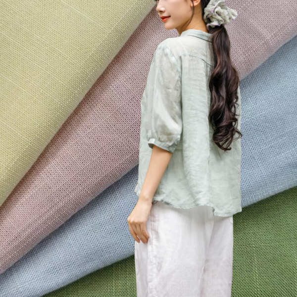 220 GSM Breathable Wrinkle Resistant Linen Rayon Fabric for Blouses and Shirts