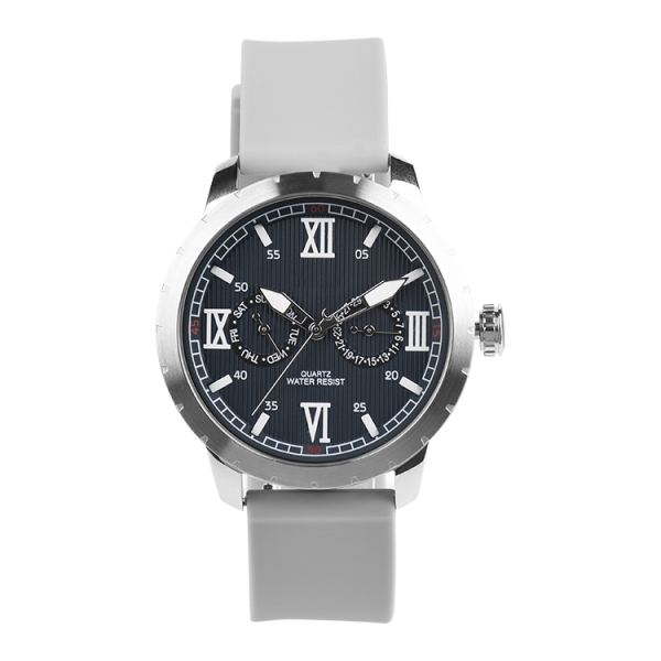 5ATM Water-Resistant Black/White Quartz Watch With Date Display