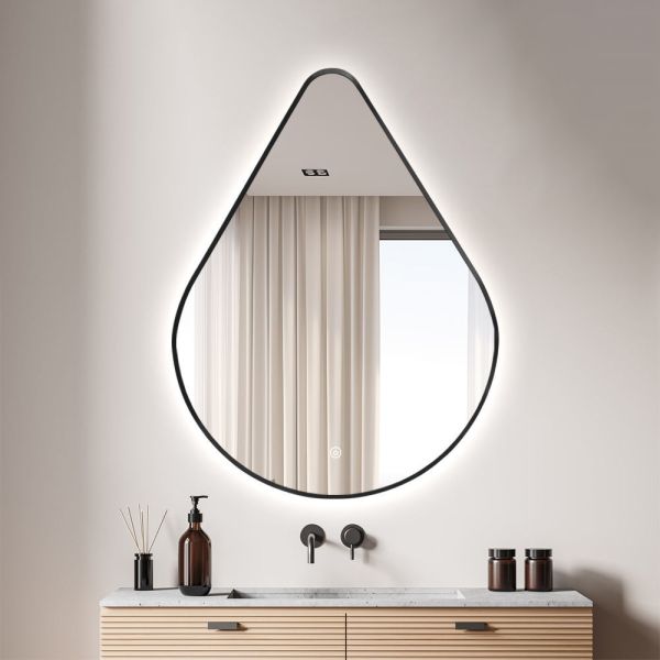 Teardrop LED Bathroom Mirror , LED Backlit Bathroom Vanity Mirror Wall Mounted