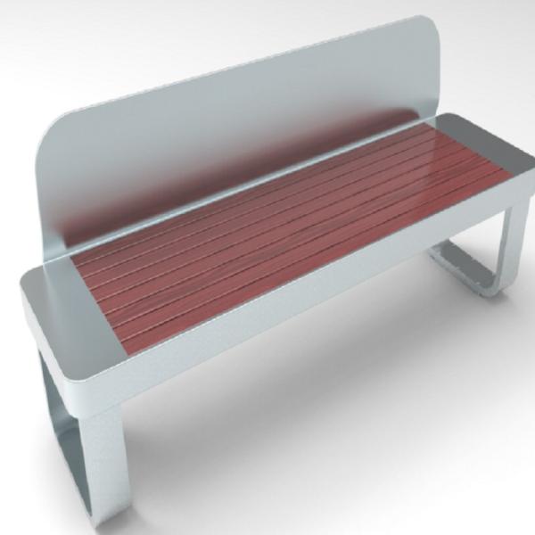 Outdoor Solar Power Bench With Back, Smart Wireless Charging Metal Bench