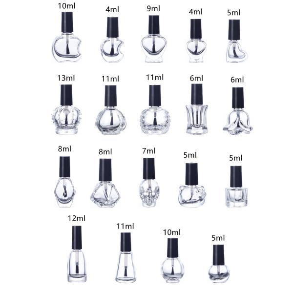 Glass Nail Polish Bottle with Cap and Brush Customized Design from Private Label