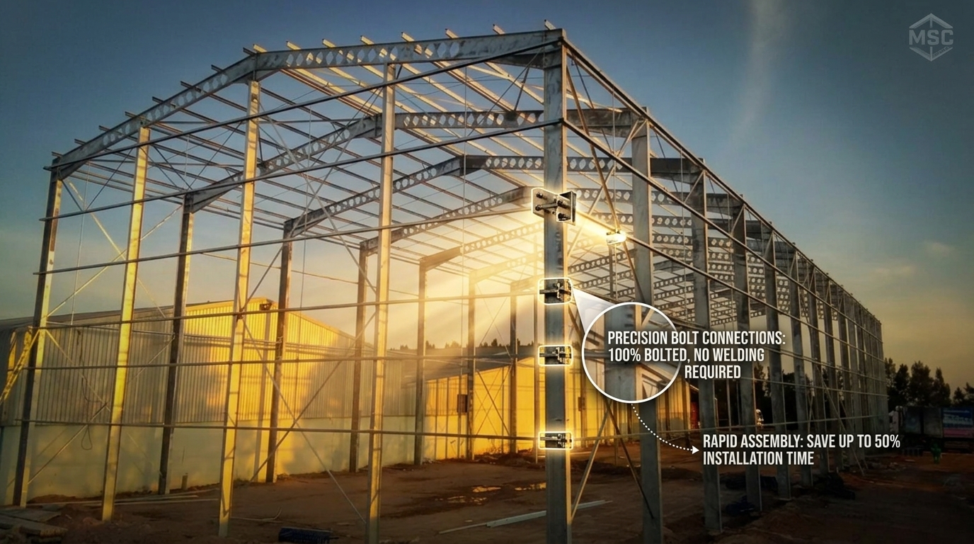 Relocatable Modular Bolt-Connected Steel Structure Workshop Dismountable Reusable Temporary Industrial Building