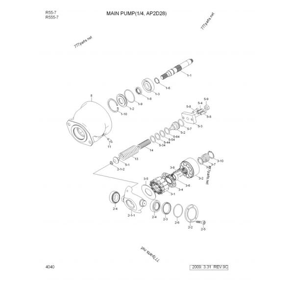 Pompe hydraulique d'excavatrice de R55-7 31M8-10021 AP2D28 sans vanne électromagnétique