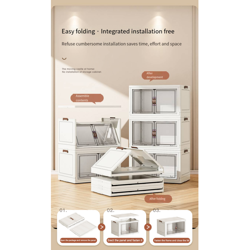 Home Transparent Clothing Folding Stackable Door Open Storage Cabinets  Storage Boxes & Bins  Storage Organizer