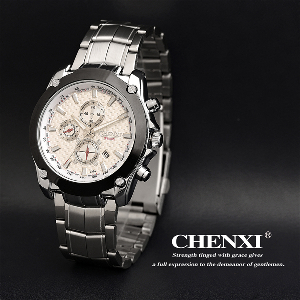 C036A Date Nickle Free Zinc Alloy Case Watch Stainless Steel Band Japan Quartz Watches Man