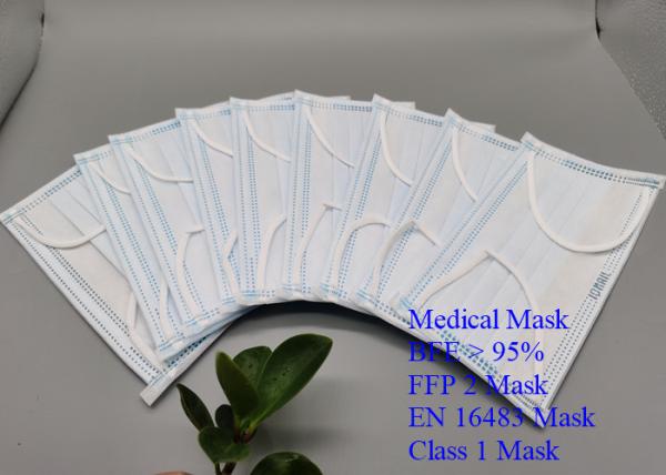 Hypoallergenic Surgical Disposable Mask , Lint Free Disposable 3 Ply Face Mask
