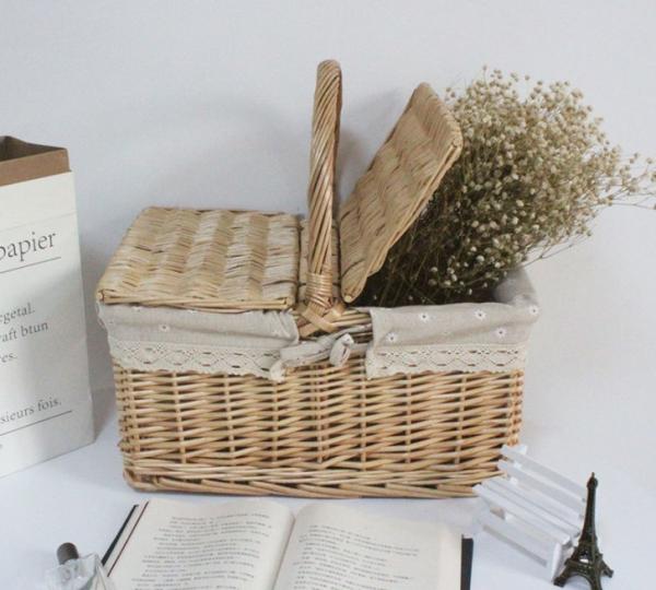 Handmade Natural Willow Wicker Picnic Basket Cheap Lunch Bags Hot sale products Outdoor Lunch Basket