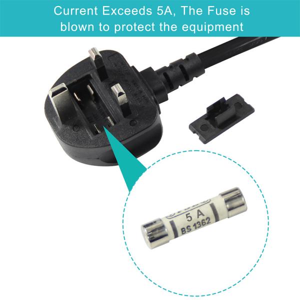 3-Core British Plug Power Cord 0.75mm² to 1.5mm² Pre-Stripped Tinned