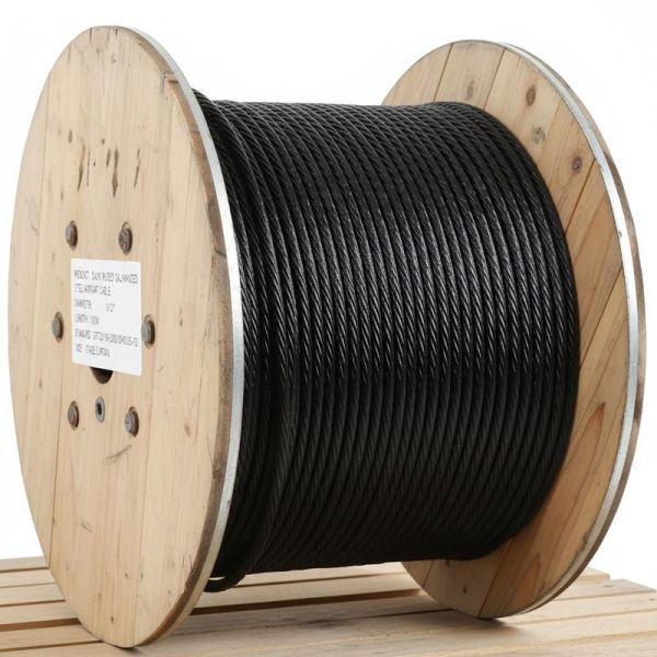 Black Galvanized Steel Aircraft Cable 3/32 Diameter 1000m Length with GBT20118-2006/DIN3055-72 Standard for Stage Curtain