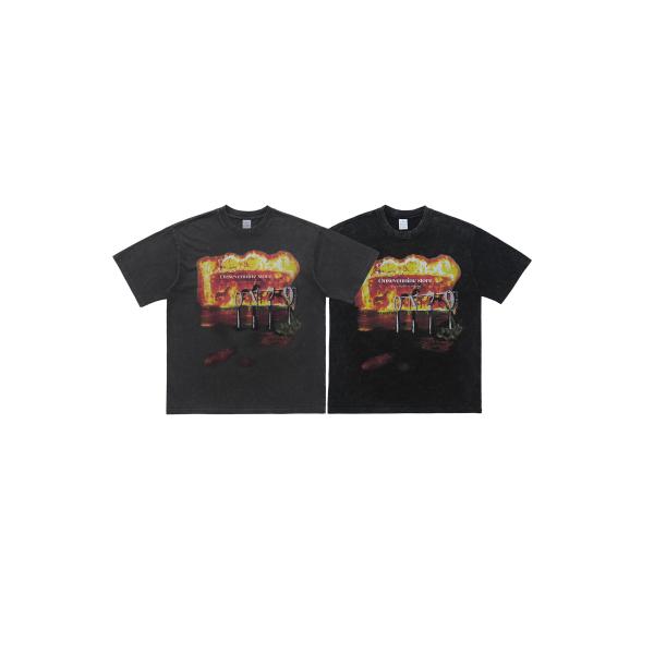 Паническая пахта покупает сверхразмерные майки с промытой кислотой типографией тяжеловесные майки