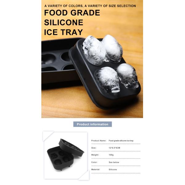 Подноса куба льда силикона черепа решетки 3D Eco дружелюбные 4