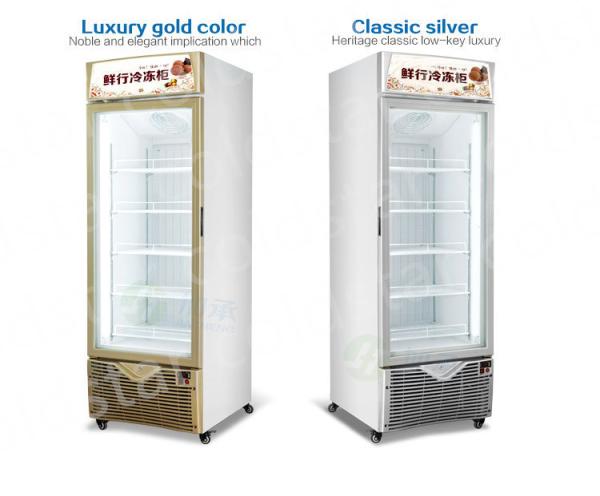 Upright Glass Door Freezer Supermarket 400L Single Door Ice Cream Display Freezer