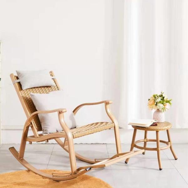 PE Rattan Rocking Lazy Chair for Outdoor Furniture Modern Design Balcony Garden Chair
