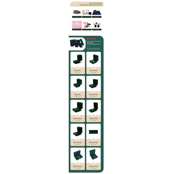 hign quality velvet Jewellery Box handmade square Dark green Velvet Jewelry Box for Necklace Bracelet Ring