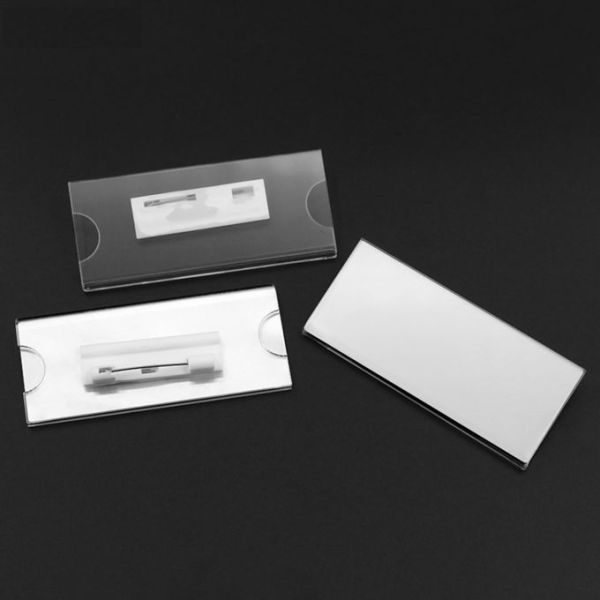 Various Sizes Plastic Cover Sublimation White Aluminum Name Tag Blanks Custom Metal Name Badges Employee Pin