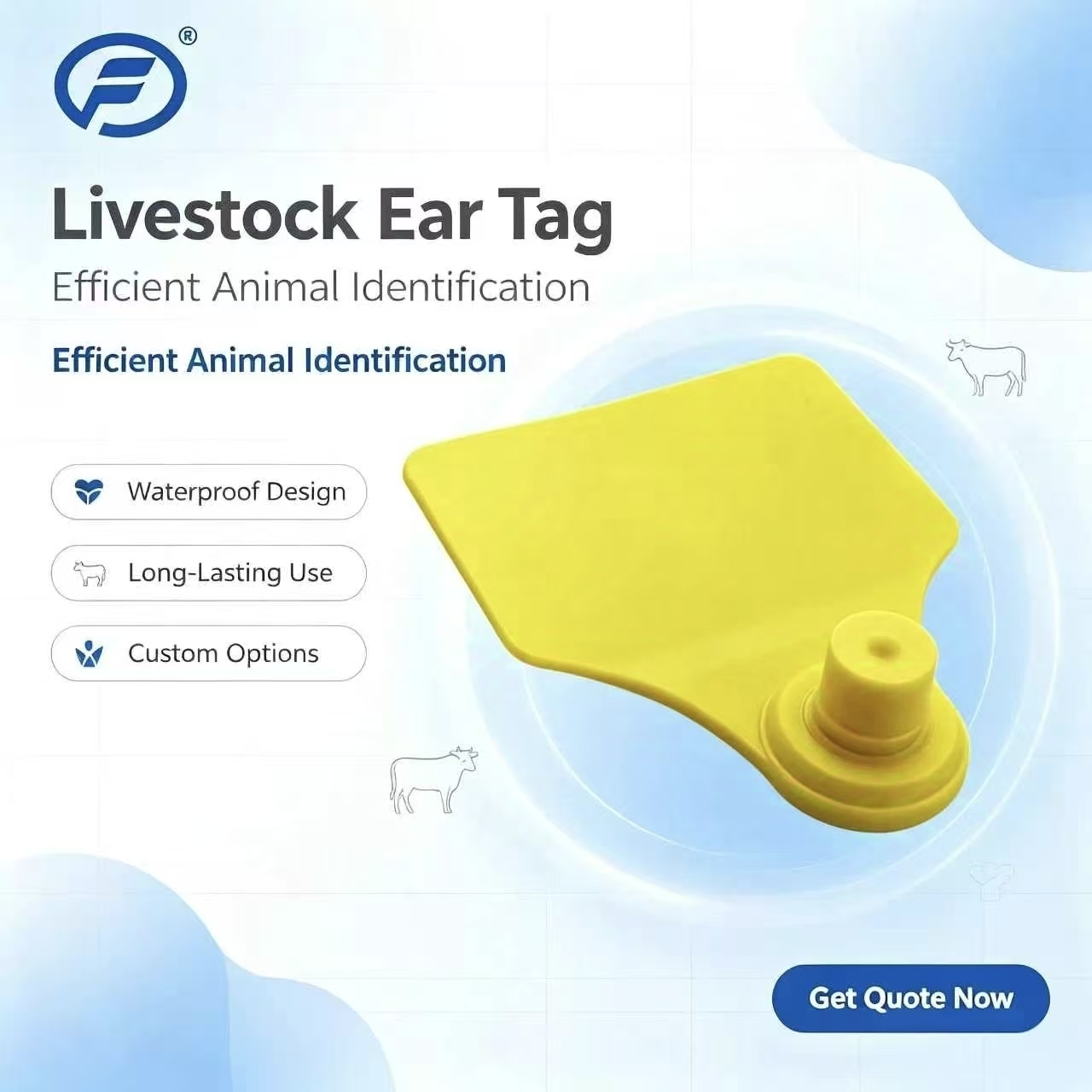 ICAR Fofia T904 Animal Ear Tag Chip New High Quality RFID TPU Laser Coding 3 Year Warranty Farm Use for Cattle Tracking