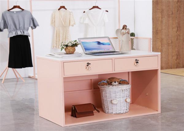 Small Colorful Wood And Metal Reception Table Furniture Clothes Office Using