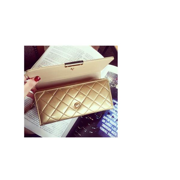 2016 summer sweet new Slim simple long section clutch wallet Ms. Lingge patent leather