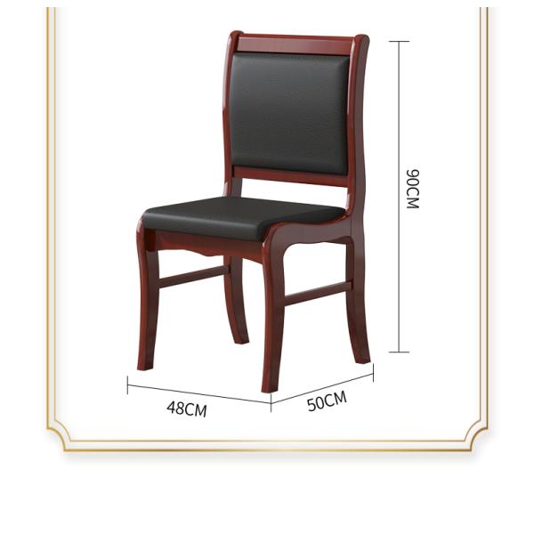 Classic Solid Wood Meeting Guest Chair with Durable Black Leather Cushion Durable Office Visitor Chairs for Wood Office Chairs