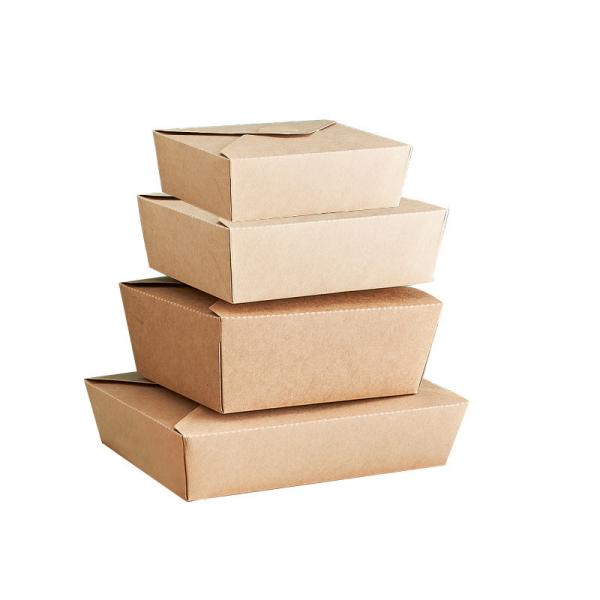 Durable Material Take Away Lunch Box Disposable Brown Kraft Paper Fast Food Container