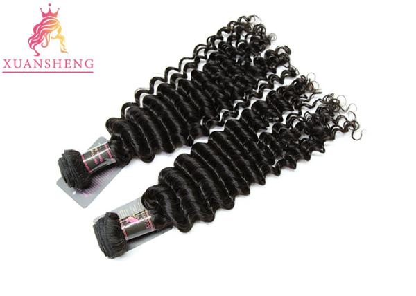 Natural Deep Wave 100% Peruvian Hair Bundles Thick Bottom Double Weft