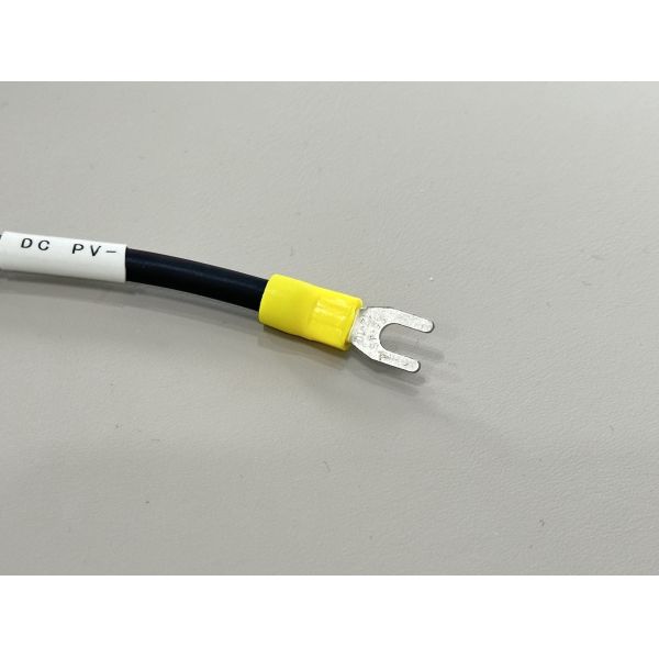 Ring to fork terminal power connector cable, DC PV negative grounding wire harness for battery, inverter, automotive and server electrical distribution, customization for pin size and cable length