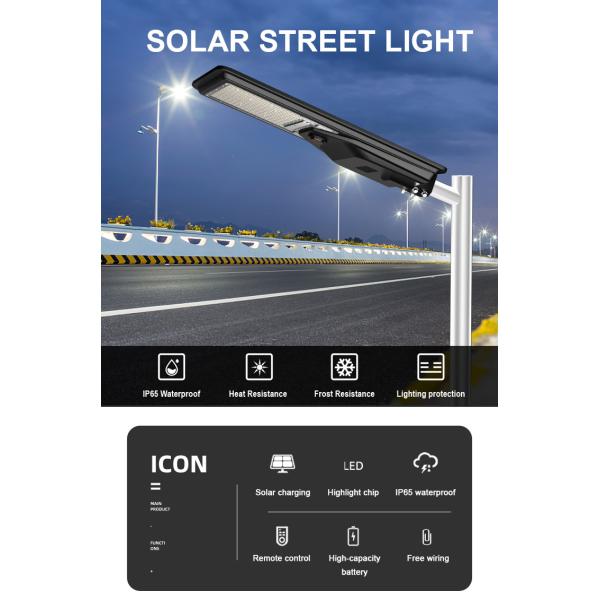 Lumière de rue IP65 extérieure étanche à l'eau Lumière solaire 400w intégrée tout en un LED Lumière de rue solaire Batterie affichable