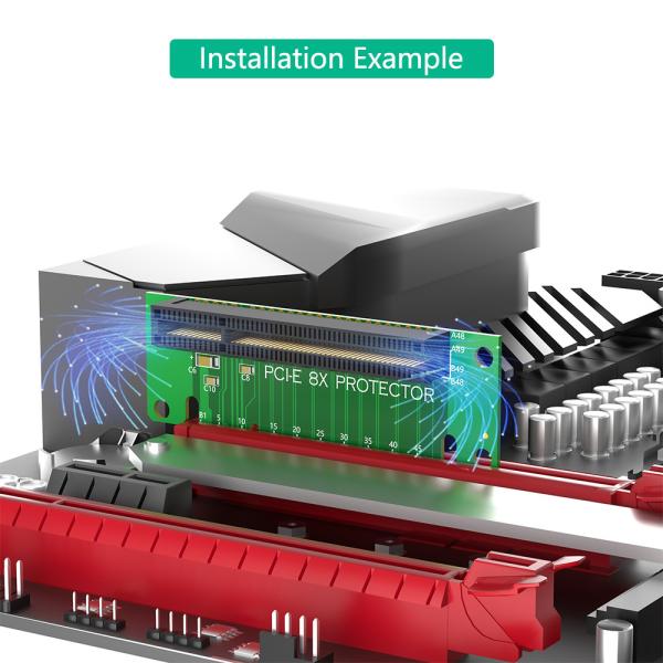 PCI-Express 8X Riser Card 90-Degree Left-Angle Adapter Card 1U Height Computer Server PCIe Socket, PCI-E 8X Elevated