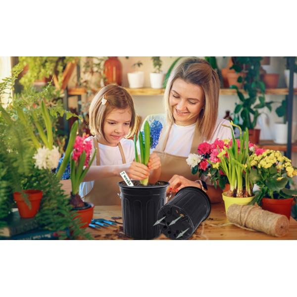 Gallon Plant Nursery Pots,Plastic Pots With Drainage Holes,Garden Flower Container Seedling Pot With White Label For Planting,Cuttings,Transplanting,Home Garden