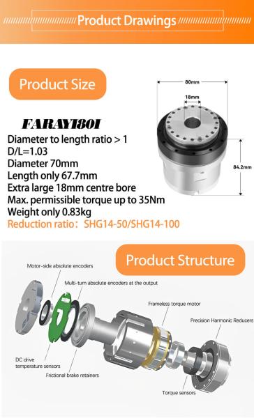 Faradyi Custom 80MM Dia146W 60RPM 30RPM High Torque 30N.m Hollow Gearbox Reducer Harmonic MotorWith Encoder For Robot Joint Arm