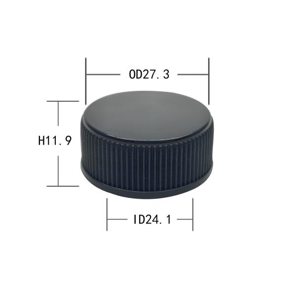 Black Leakproof 24/400 Plastic Screw On Bottle Caps With Smooth Top