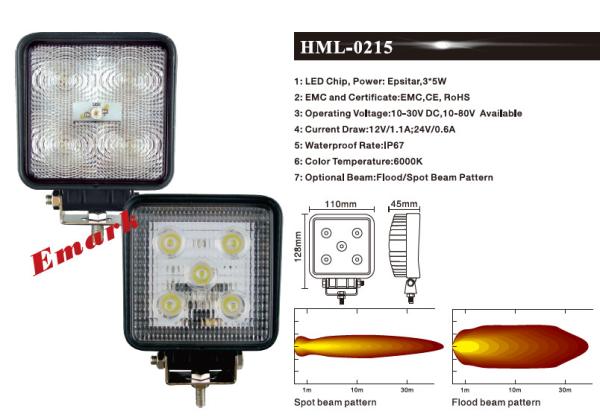 4Pcs 15w 1220LM Spot LED Fog Light E-Mark LED Work Lamp