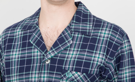 Comfortable Soft Mens Luxury Sleepwear Cotton Reverse Collar Long Sleeve Shirt