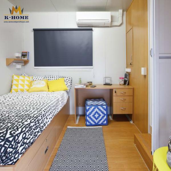 Refugee Apartment Sandwich Panel Container House With Two Bedroom Bathroom And Kitchen