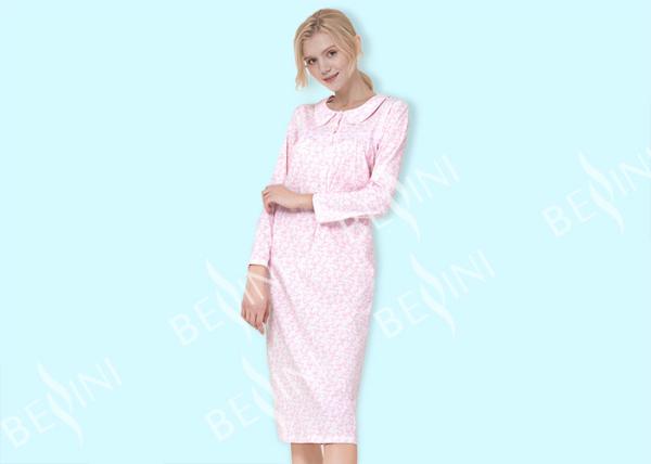 Doll Collar Style Ladies Night Dresses Sleepwear Pima Printed OEM / ODM Available